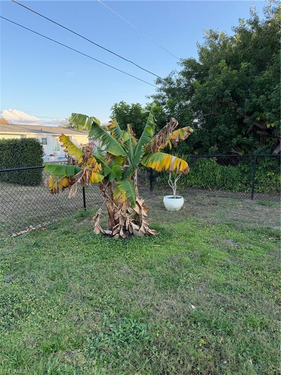 View of fenced backyard