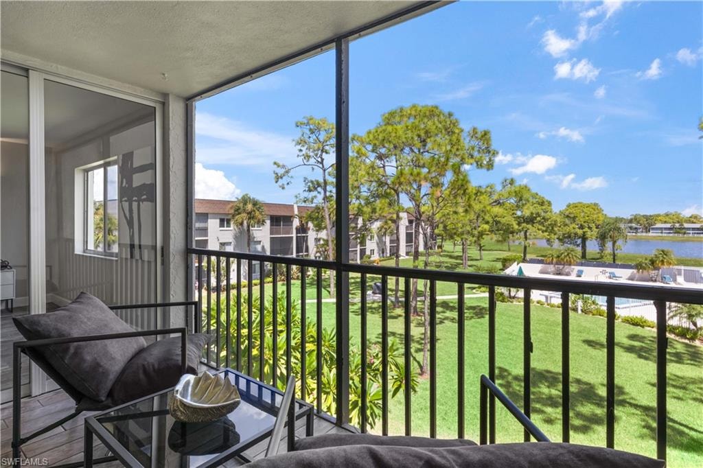 Private lanai overlooking peaceful long lake views — ideal for relaxing or entertaining.