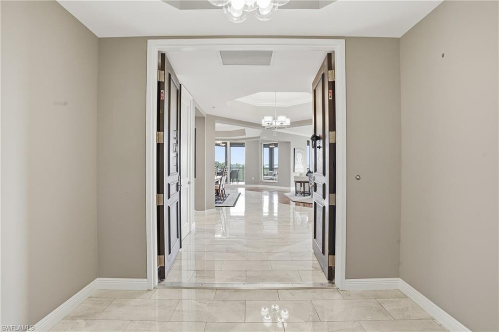 View from elevator foyer into unit.