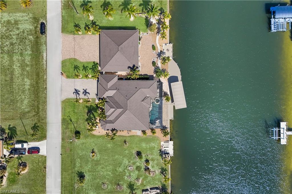 Bird's eye view of a nearby body of water