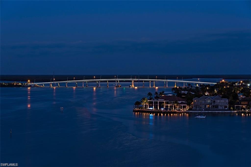 Water view with a notable bridge