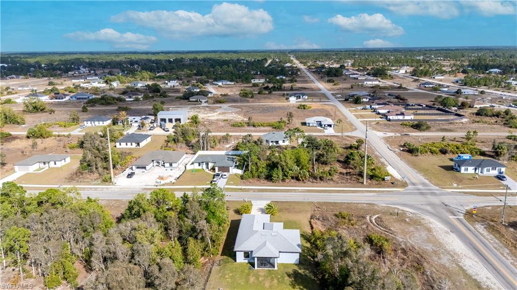 Aerial perspective of suburban area