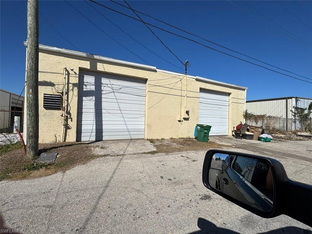 View of detached garage