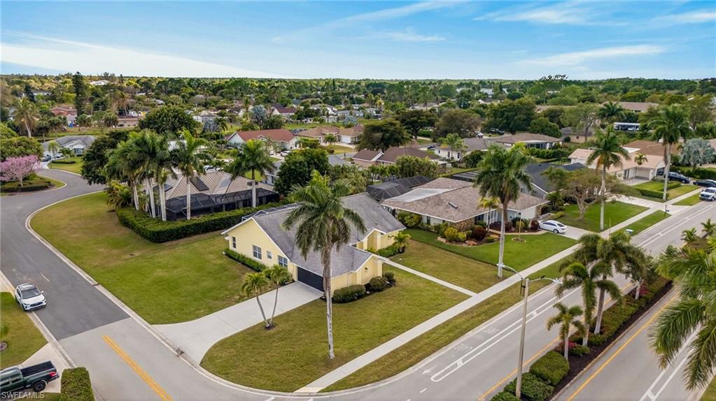 Aerial perspective of suburban area