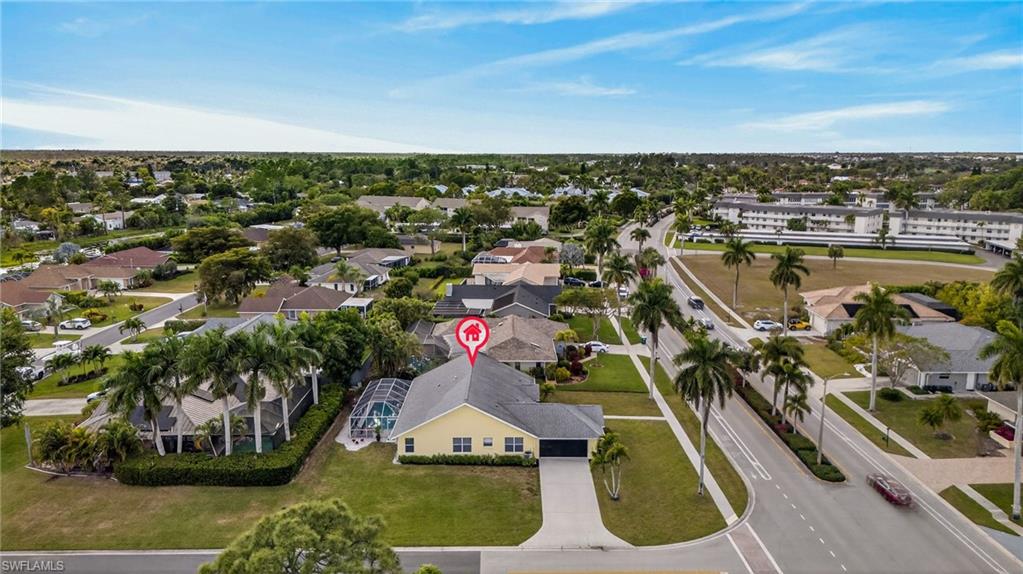 Aerial perspective of suburban area