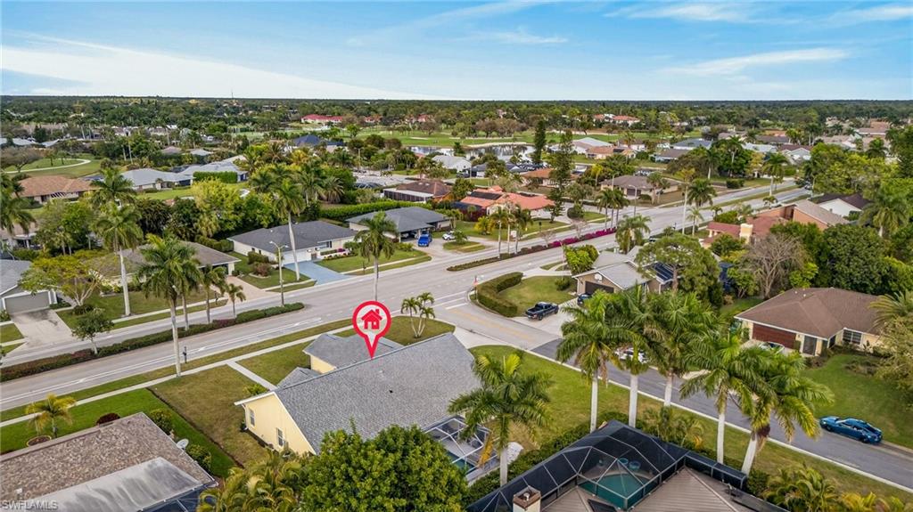 Aerial perspective of suburban area
