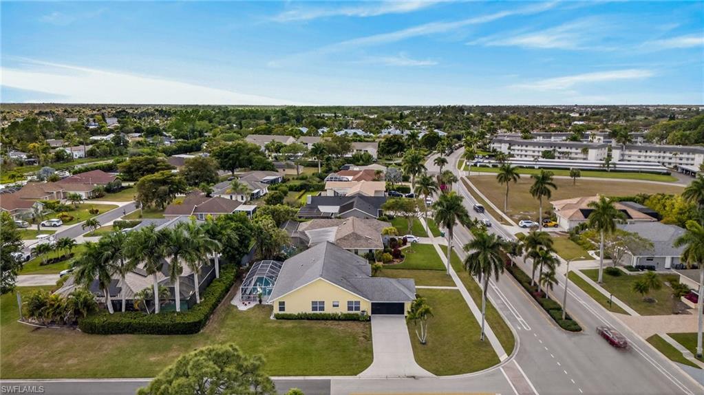 Aerial perspective of suburban area