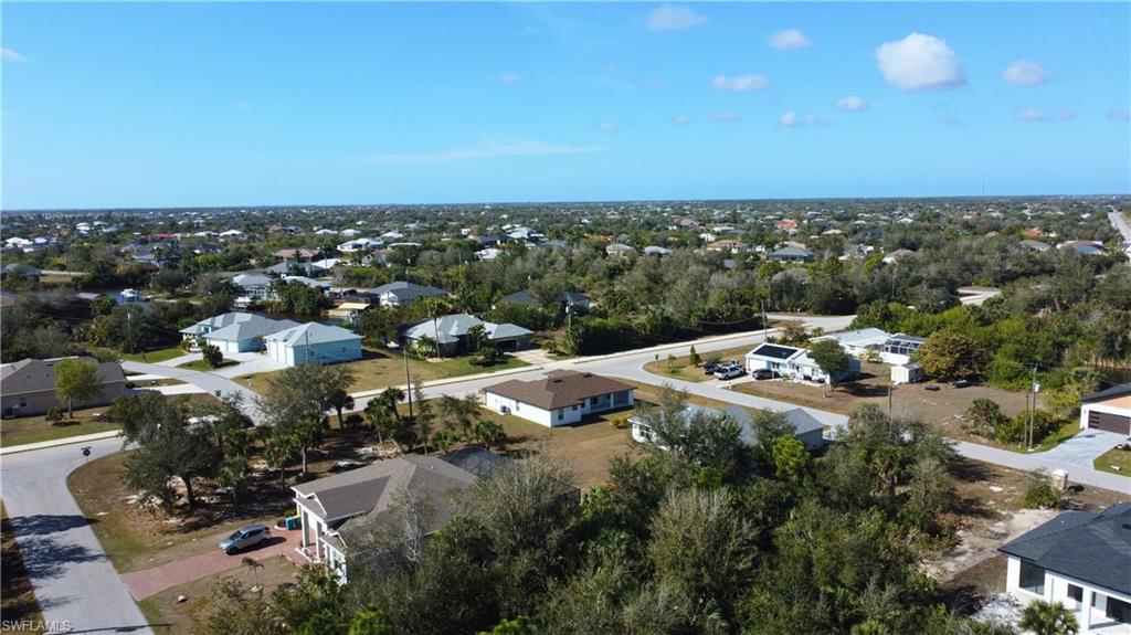 Aerial perspective of suburban area