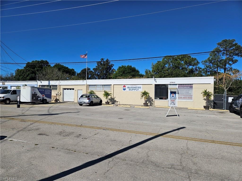 View of commercial property featuring uncovered parking
