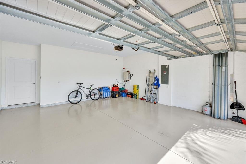 Garage featuring electric panel