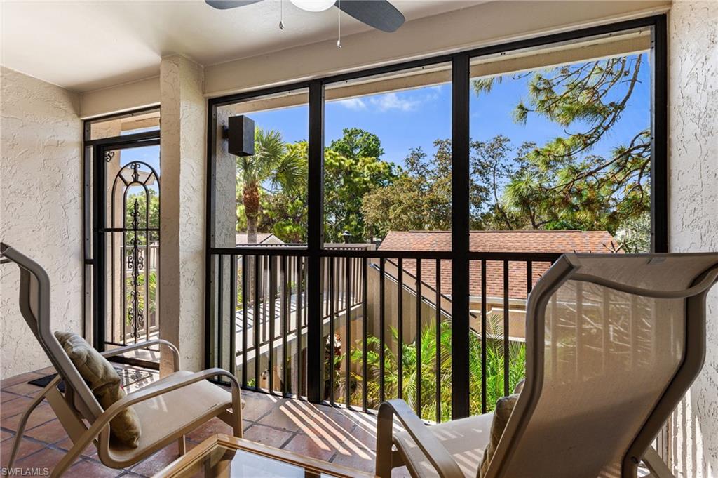 View of screened balcony on front of unit
