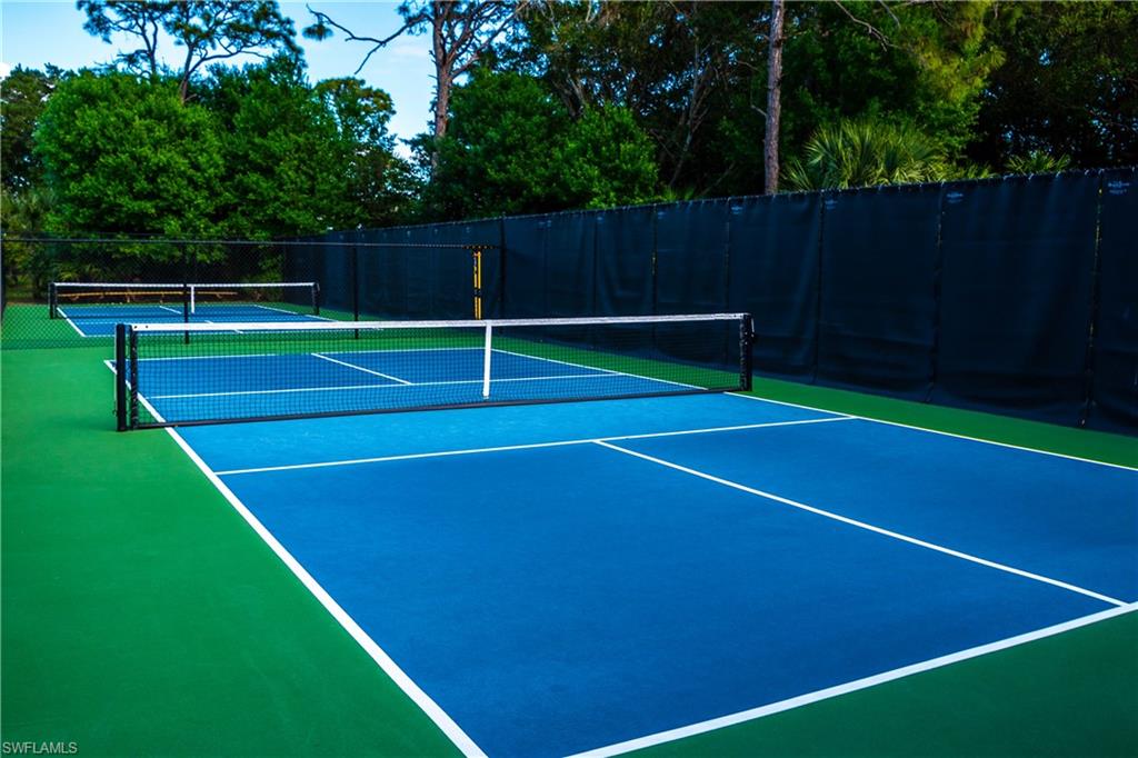 Bay Forest amenities include four state-of-the-art pickleball courts, plus three har-tru tennis courts