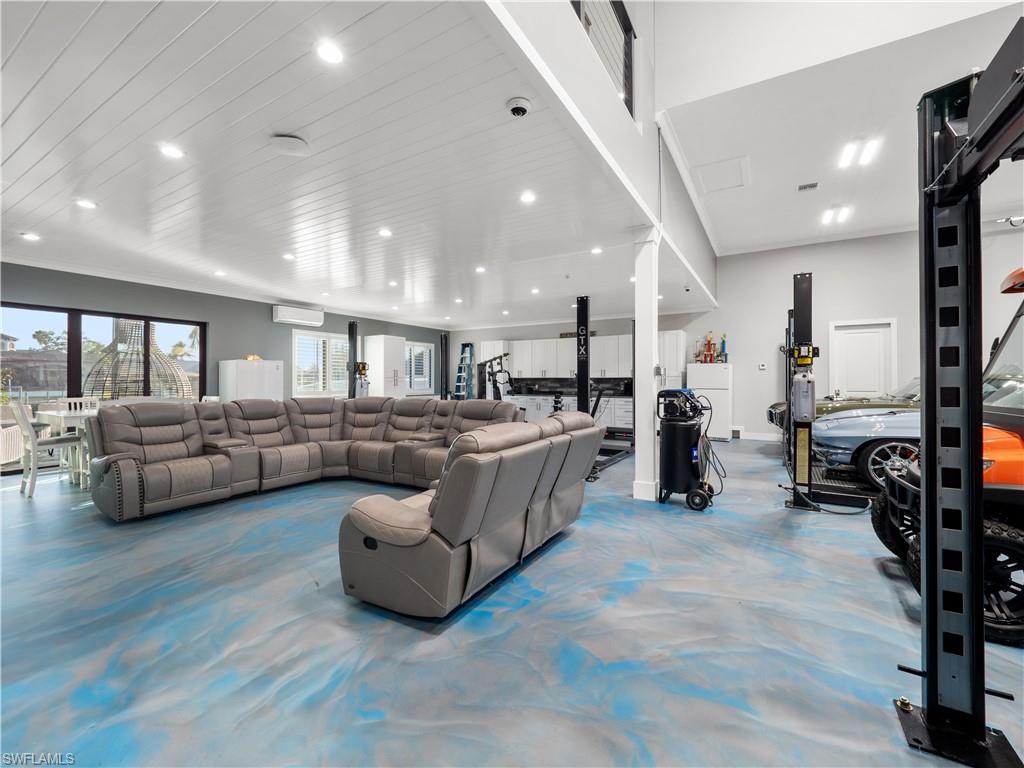 Living room with recessed lighting