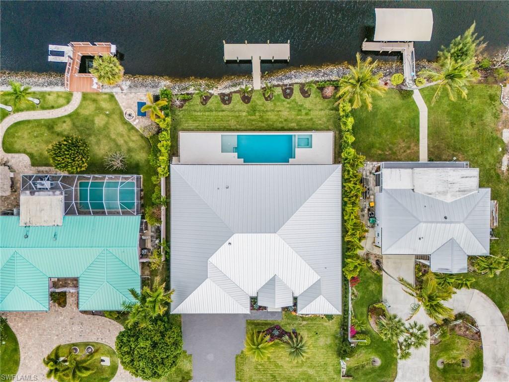 Drone / aerial view of a pool area