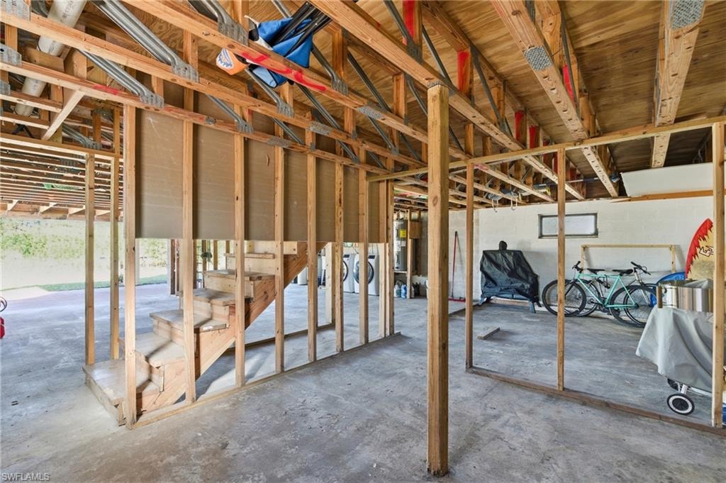 Misc room with unfinished concrete flooring