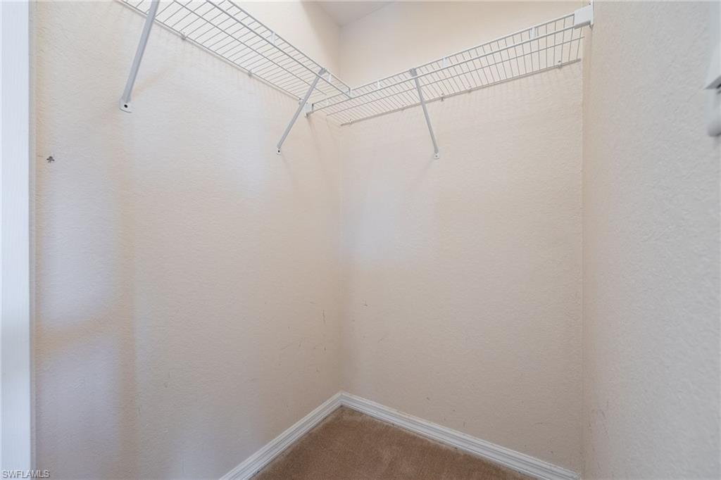 Walk in closet with carpet flooring