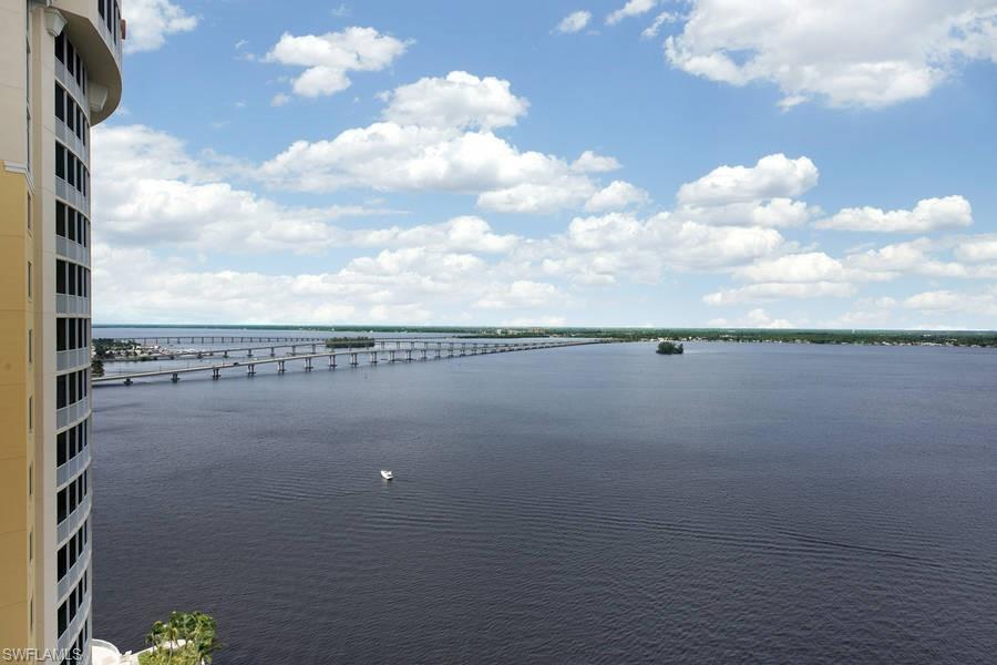 Water view with a notable bridge