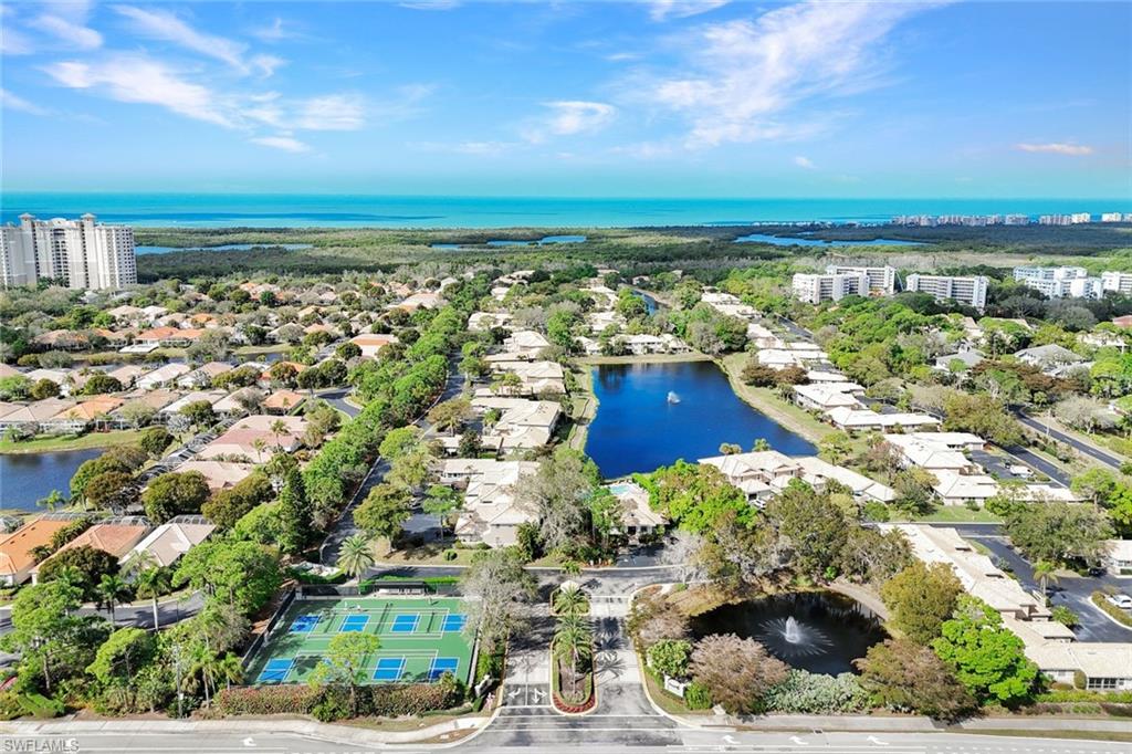 Bird's eye view of a nearby body of water