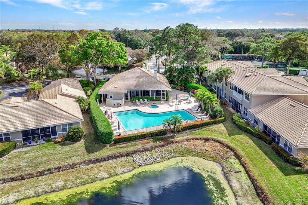 Aerial view of a pool area