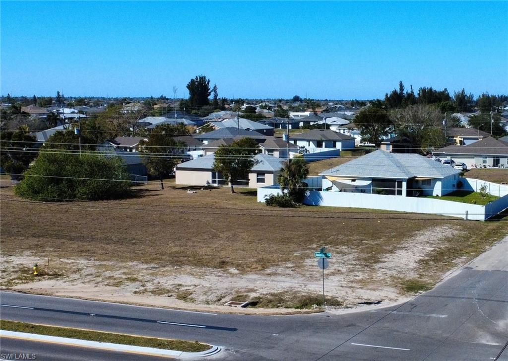 Aerial perspective of suburban area