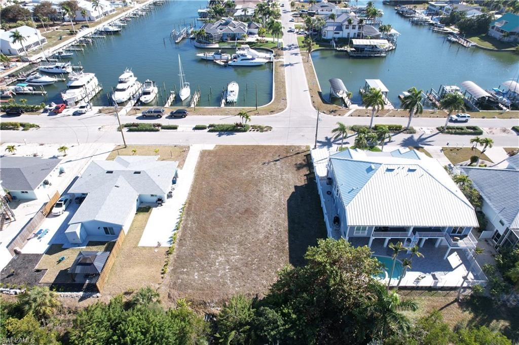 Aerial view lot and boat slips