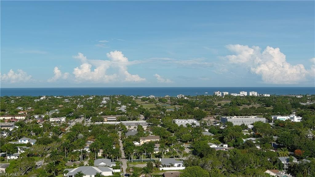 Bird's eye view of a nearby body of water