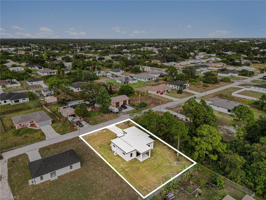 Aerial perspective of suburban area