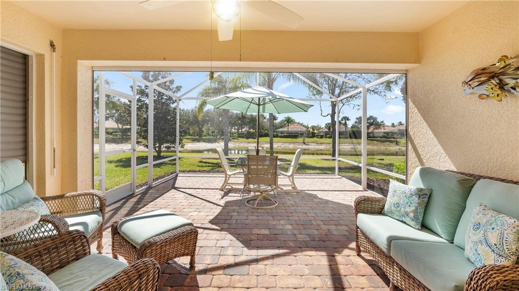Extended lanai with waterfront view.