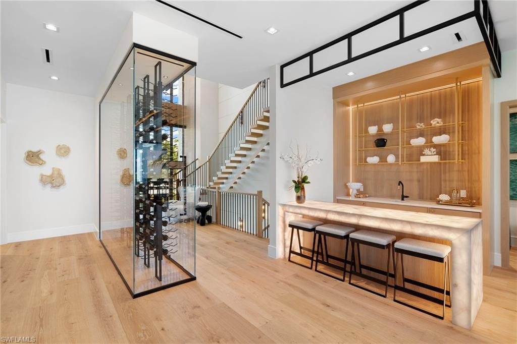 wine display and state of the art bar perfect for entertaining
