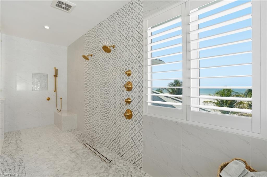 Full bath featuring a walk in shower and recessed lighting - Virtually Edited Image