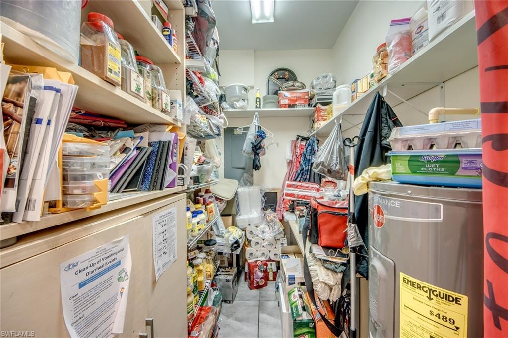 Storage room with electric water heater