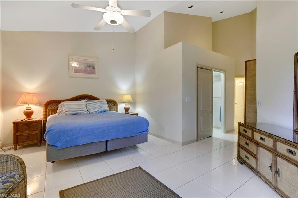 Extra-large master bedroom has vaulted ceilings and fits a king-size bed and then some!