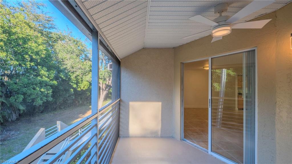 Balcony with a ceiling fan