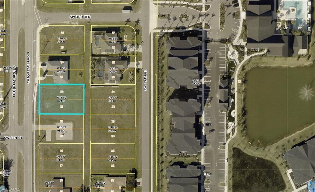 Aerial overview of property's location with property boundaries highlighted