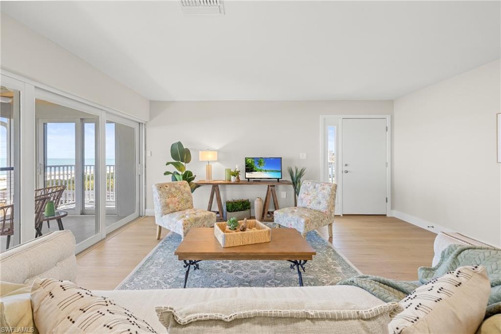 Living room featuring light wood-type flooring