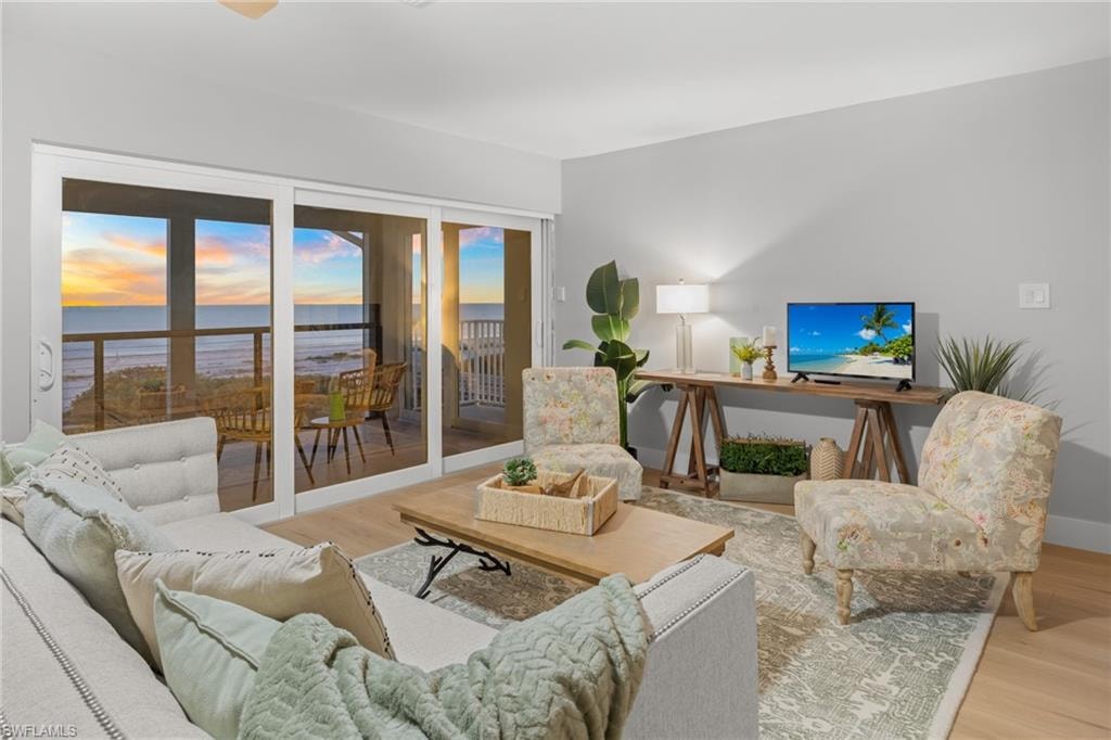 Living room with wood finished floors