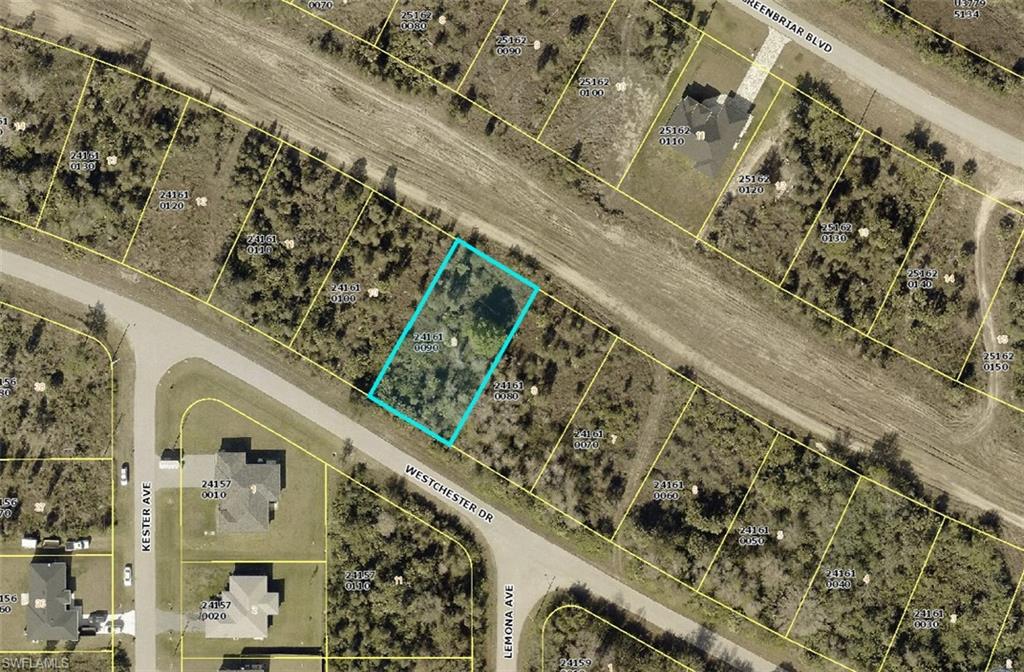 Aerial map of property and surrounding area with property parcel outlined