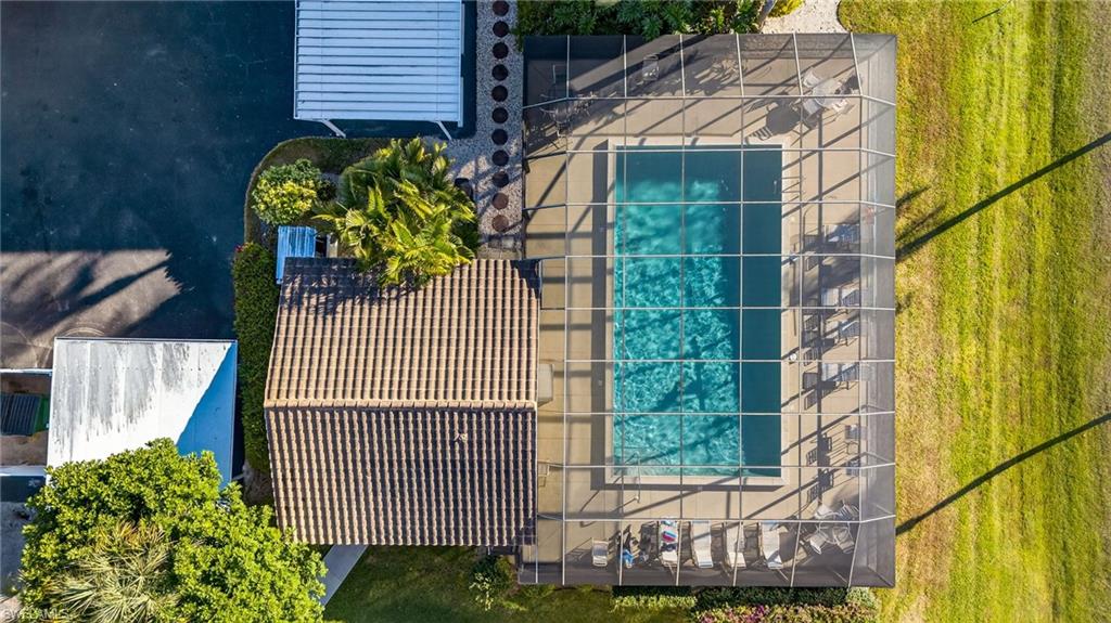 Aerial view of a pool area