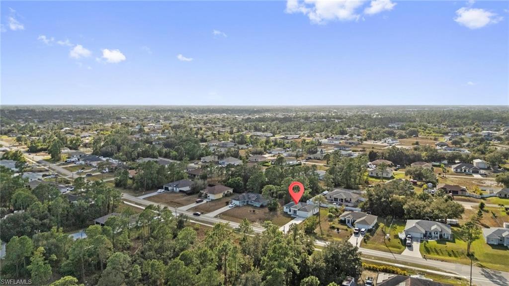 Aerial perspective of suburban area