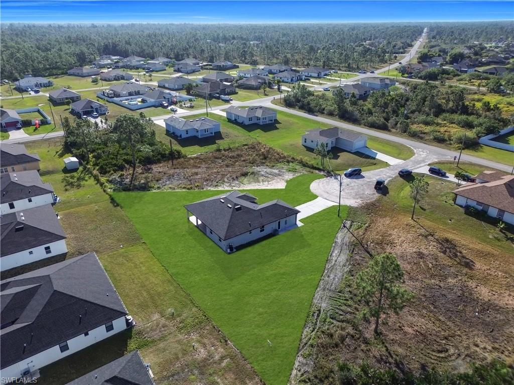 Aerial perspective of suburban area