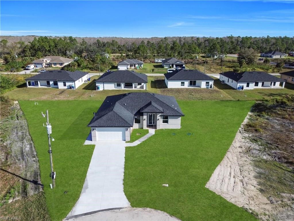 Aerial perspective of suburban area