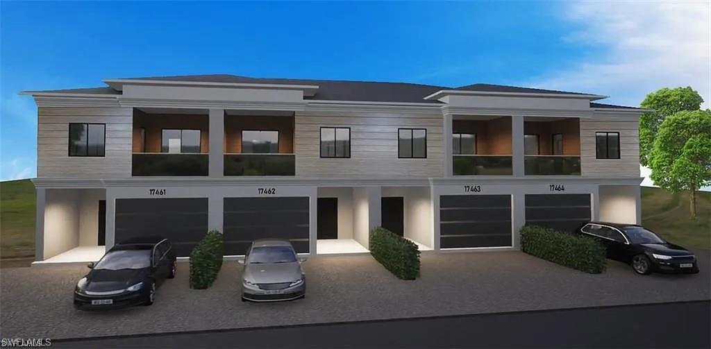 Contemporary house with an attached garage and stucco siding