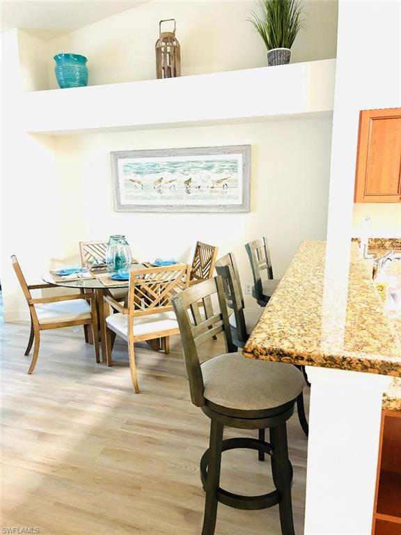 Counter eating area and separate dining area.
