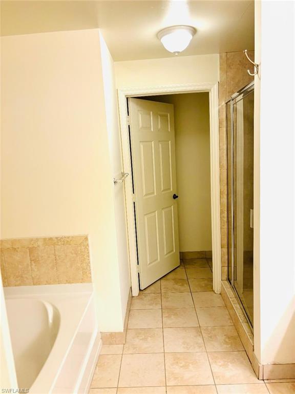 Master bathroom soaking tub and separate shower.