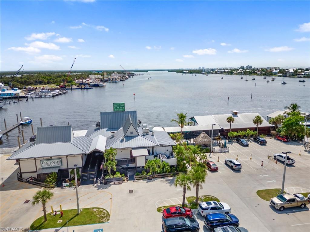 Bird's eye view of a nearby body of water