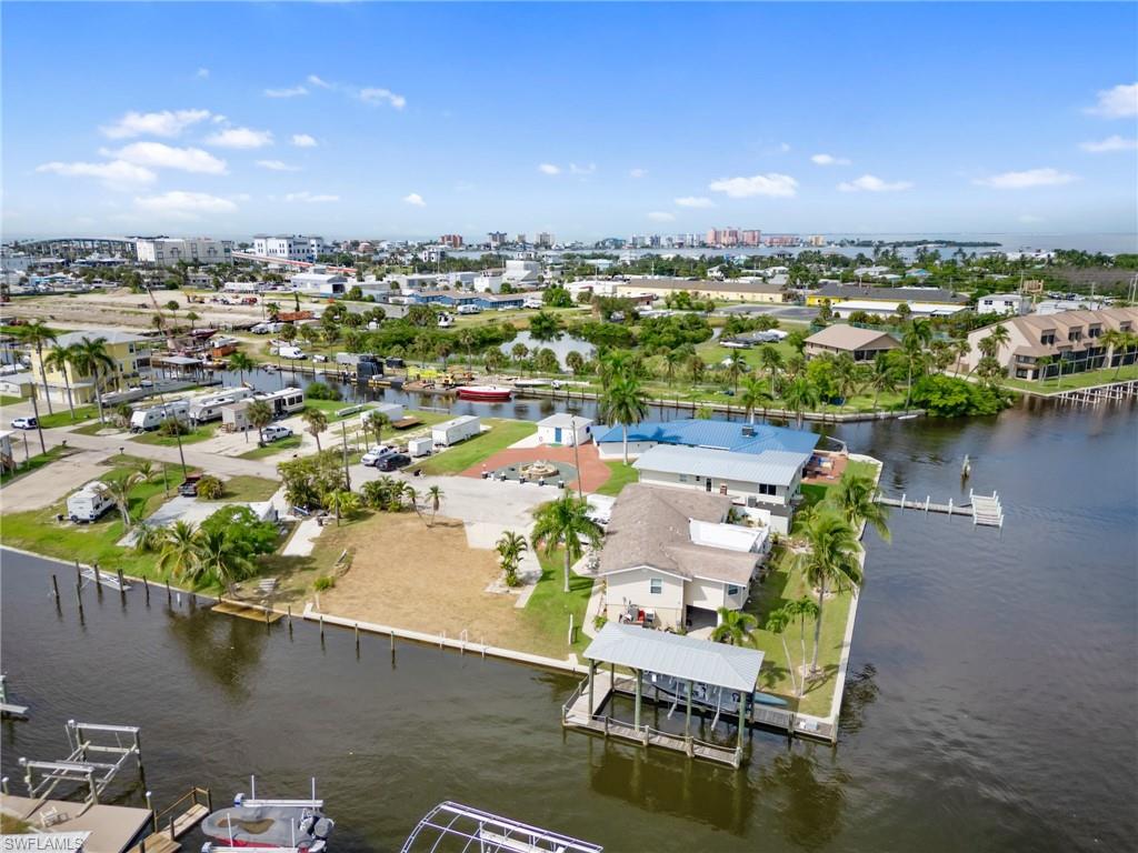 Bird's eye view of a nearby body of water