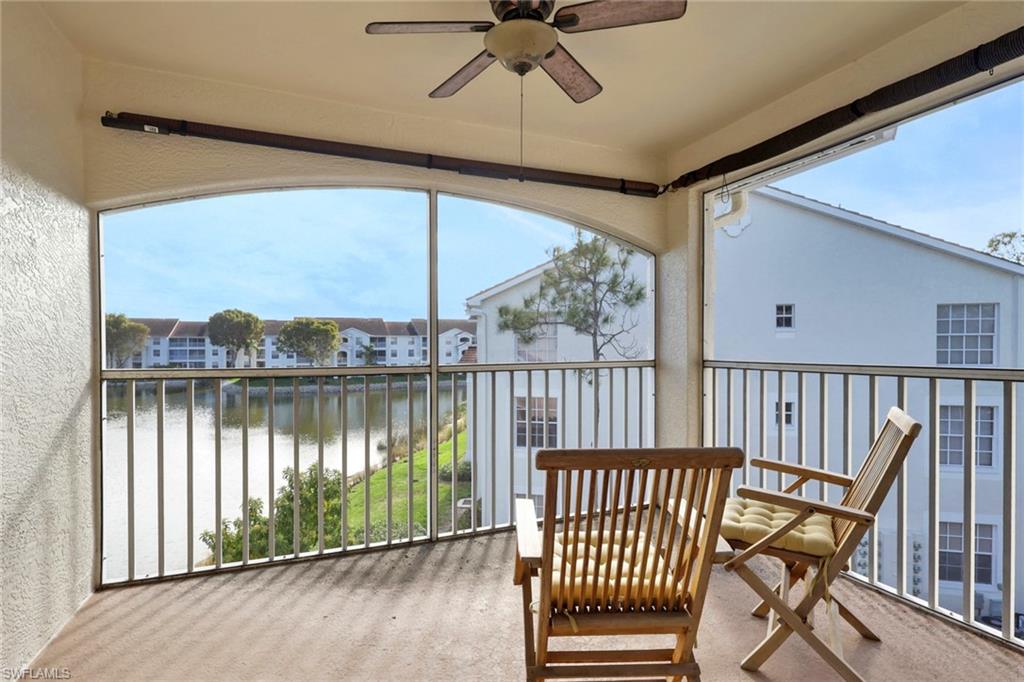 Screened lanai with lake view