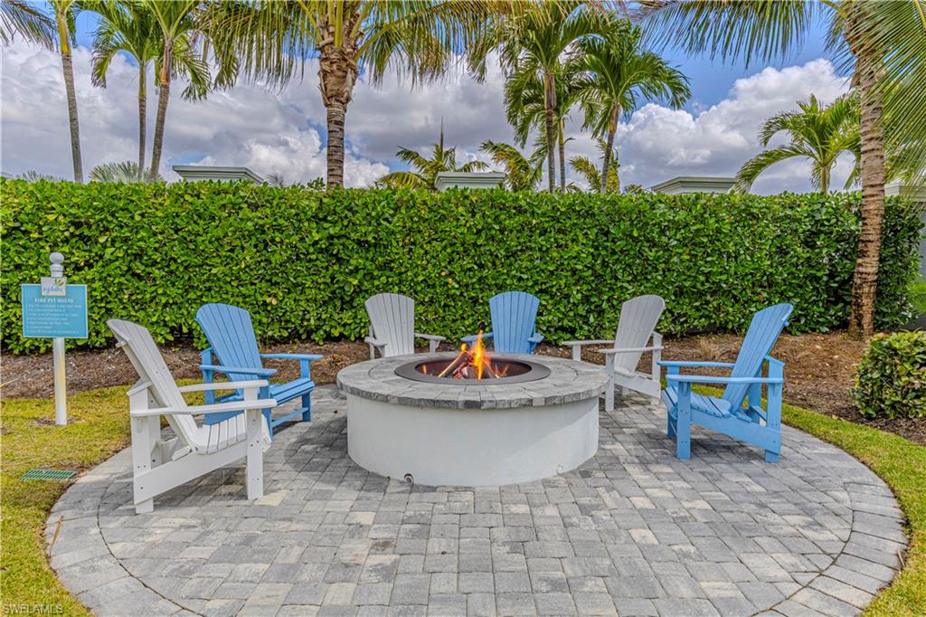 Community patio featuring a fire pit
