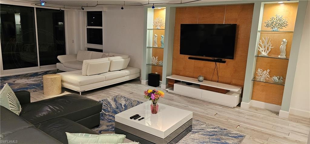 Living room featuring light wood finished floors