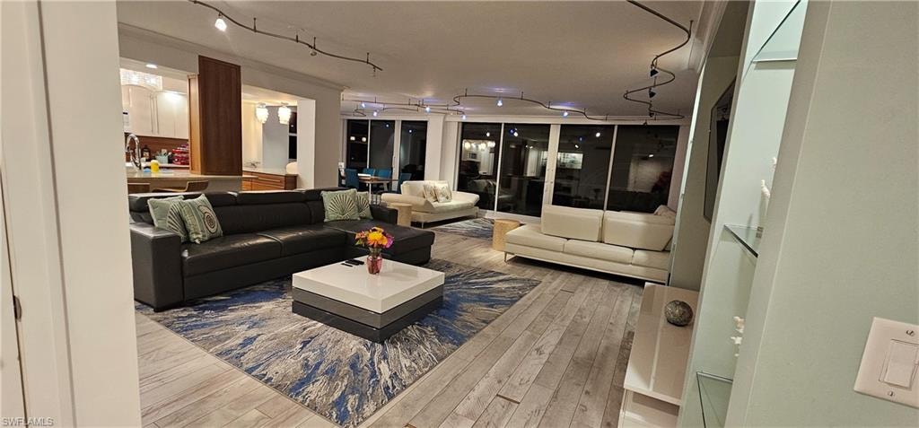 Lobby featuring track lighting